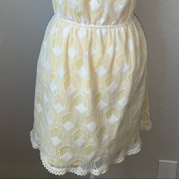 Anthropologie Corey Lynn Calter Yellow Lace Halter Neck Dress Size 2 - Picture 2 of 6